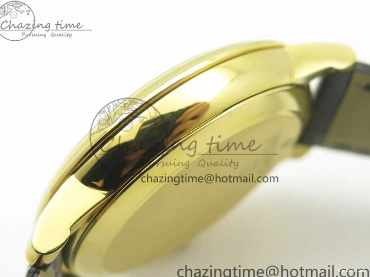 0429 UrbanChic De Ville YG MKF 1:1 Best Edition Silver Dial YG Markers on Black Leather Strap MIYOTA 9015 V 8048